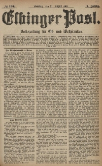 Elbinger Post, Nr. 194, Sonntag 21 August 1881, 8 Jahrg.