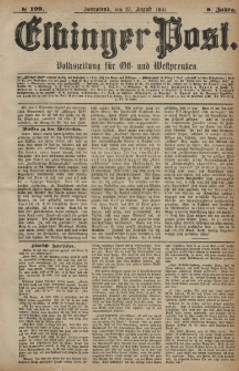 Elbinger Post, Nr. 199, Sonnabend 27 August 1881, 8 Jahrg.