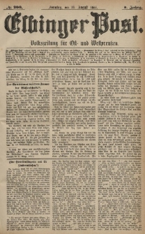 Elbinger Post, Nr. 200, Sonntag 28 August 1881, 8 Jahrg.
