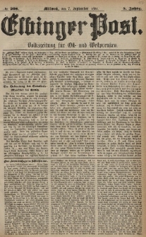 Elbinger Post, Nr. 208, Mittwoch 7 September 1881, 8 Jahrg.