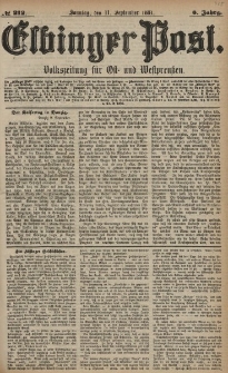 Elbinger Post, Nr. 212, Sonntag 11 September 1881, 8 Jahrg.
