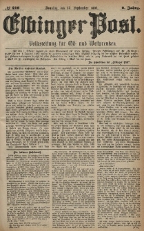 Elbinger Post, Nr. 217, Sonnabend 17 September 1881, 8 Jahrg.