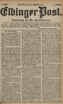 Elbinger Post, Nr. 221, Donnerstag 22 September 1881, 8 Jahrg.