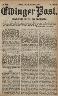 Elbinger Post, Nr. 224, Sonntag 25 September 1881, 8 Jahrg.