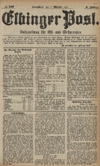 Elbinger Post, Nr. 229, Sonnabend 1 Oktober 1881, 8 Jahrg.