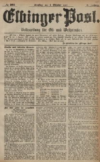 Elbinger Post, Nr. 231, Dienstag 4 Oktober 1881, 8 Jahrg.