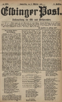 Elbinger Post, Nr. 233, Donnerstag 6 Oktober 1881, 8 Jahrg.