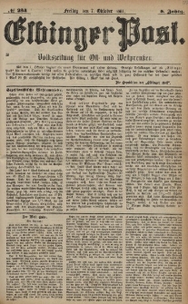 Elbinger Post, Nr. 234, Freitag 7 Oktober 1881, 8 Jahrg.