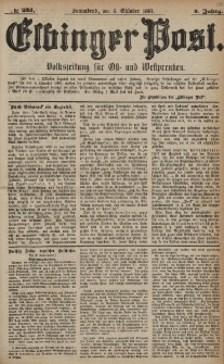 Elbinger Post, Nr. 235, Sonnabend 8 Oktober 1881, 8 Jahrg.
