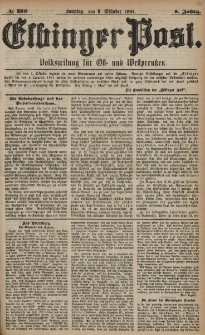 Elbinger Post, Nr. 236, Sonntag 9 Oktober 1881, 8 Jahrg.