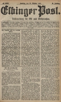 Elbinger Post, Nr. 242, Sonntag 16 Oktober 1881, 8 Jahrg.