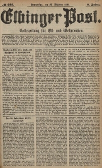Elbinger Post, Nr. 245, Donnerstag 20 Oktober 1881, 8 Jahrg.