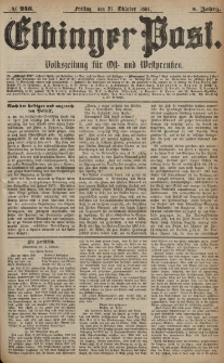 Elbinger Post, Nr. 246, Freitag 21 Oktober 1881, 8 Jahrg.