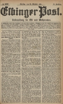 Elbinger Post, Nr. 249, Dienstag 25 Oktober 1881, 8 Jahrg.
