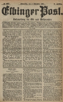 Elbinger Post, Nr. 257, Donnerstag 3 November 1881, 8 Jahrg.