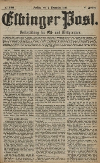 Elbinger Post, Nr. 258, Freitag 4 November 1881, 8 Jahrg.