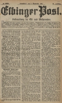 Elbinger Post, Nr. 259, Sonnabend 5 November 1881, 8 Jahrg.