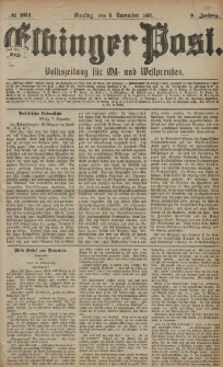 Elbinger Post, Nr. 261, Dienstag 8 November 1881, 8 Jahrg.
