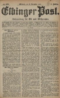 Elbinger Post, Nr. 262, Mittwoch 9 November 1881, 8 Jahrg.