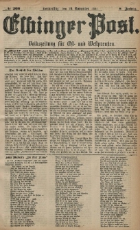 Elbinger Post, Nr. 263, Donnerstag 10 November 1881, 8 Jahrg.