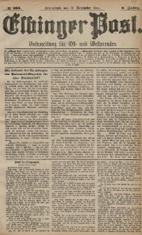 Elbinger Post, Nr. 265, Sonnabend 12 November 1881, 8 Jahrg.