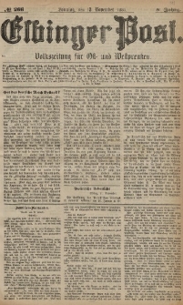 Elbinger Post, Nr. 266, Sonntag 13 November 1881, 8 Jahrg.