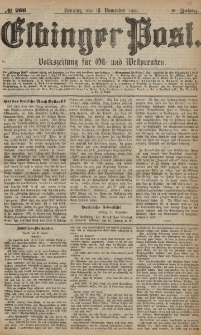 Elbinger Post, Nr. 266, Sonntag 13 November 1881, 8 Jahrg.