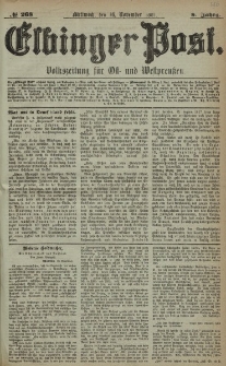 Elbinger Post, Nr. 268, Mittwoch 16 November 1881, 8 Jahrg.