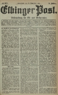 Elbinger Post, Nr. 271, Sonnabend 19 November 1881, 8 Jahrg.