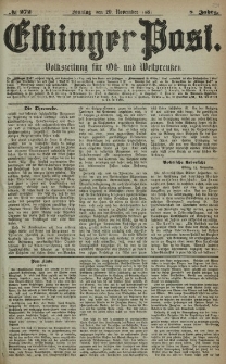 Elbinger Post, Nr. 272, Sonntag 20 November 1881, 8 Jahrg.