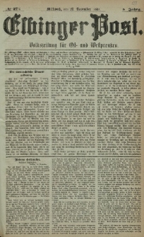 Elbinger Post, Nr. 274, Mittwoch 23 November 1881, 8 Jahrg.