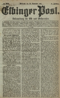 Elbinger Post, Nr. 280, Mittwoch 30 November 1881, 8 Jahrg.