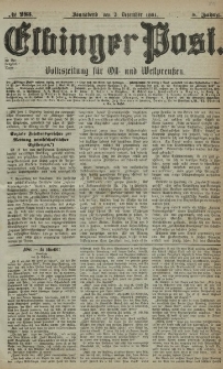 Elbinger Post, Nr. 283, Sonnabend 3 Dezember 1881, 8 Jahrg.