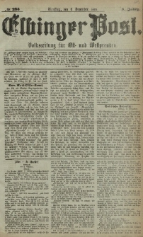 Elbinger Post, Nr. 285, Dienstag 6 Dezember 1881, 8 Jahrg.