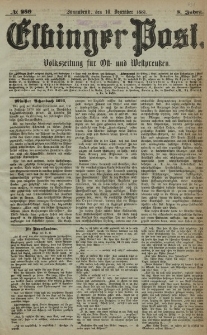 Elbinger Post, Nr. 289, Sonnabend 10 Dezember 1881, 8 Jahrg.