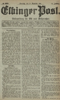 Elbinger Post, Nr. 290, Sonntag 11 Dezember 1881, 8 Jahrg.