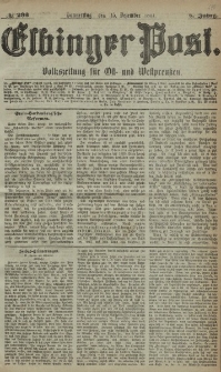 Elbinger Post, Nr. 293, Donnerstag 15 Dezember 1881, 8 Jahrg.