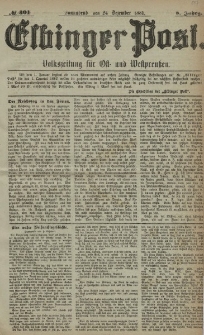 Elbinger Post, Nr. 301, Sonnabend 24 Dezember 1881, 8 Jahrg.