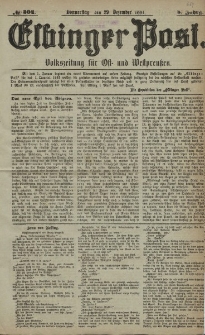 Elbinger Post, Nr. 304, Donnerstag 29 Dezember 1881, 8 Jahrg.