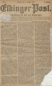 Elbinger Post, Nr. 7, Freitag 9 Januar 1880, 7 Jahrg.