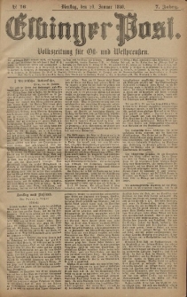 Elbinger Post, Nr. 16, Dienstag 20 Januar 1880, 7 Jahrg.