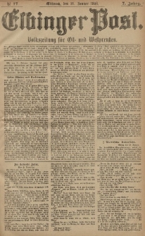 Elbinger Post, Nr. 17, Mittwoch 21 Januar 1880, 7 Jahrg.