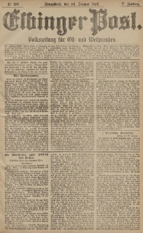 Elbinger Post, Nr. 20, Sonnabend 24 Januar 1880, 7 Jahrg.