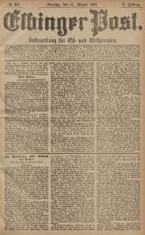 Elbinger Post, Nr. 21, Sonntag 25 Januar 1880, 7 Jahrg.