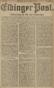 Elbinger Post, Nr. 29, Mittwoch 4 Februar 1880, 7 Jahrg.