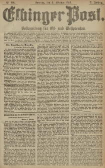 Elbinger Post, Nr. 33, Sonntag 8 Februar 1880, 7 Jahrg.