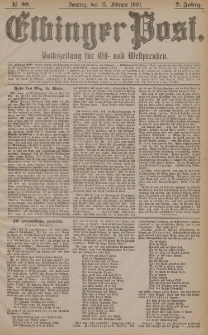 Elbinger Post, Nr. 39, Sonntag 15 Februar 1880, 7 Jahrg.