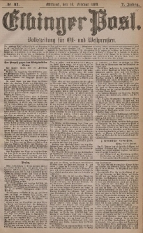 Elbinger Post, Nr. 41, Mittwoch 18 Februar 1880, 7 Jahrg.