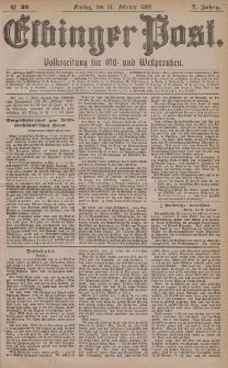 Elbinger Post, Nr. 49, Freitag 27 Februar 1880, 7 Jahrg.