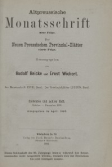 Altpreussische Monatsschrift, 1891, Oktober-Dezember, Bd. 28